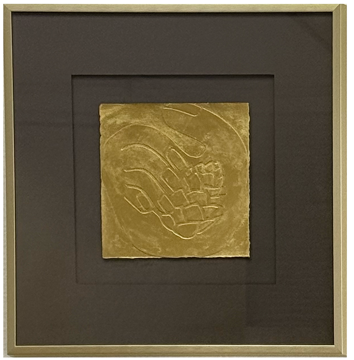 Hands of Gold, Gold leaf on Paper by Mel Ahlborn